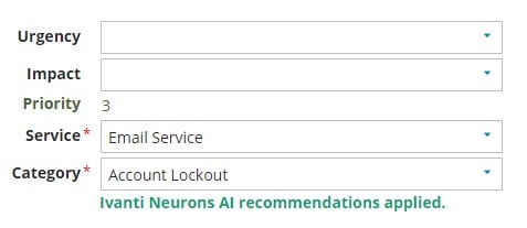 Recommended field values triggered by keywords in the Summary field